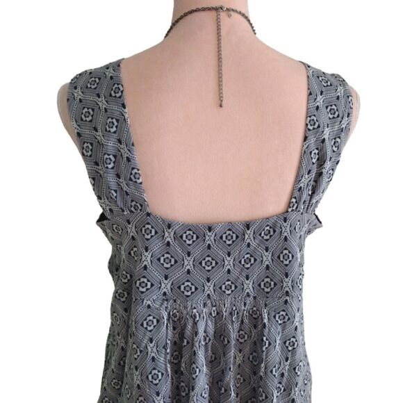 Y2K Michael Kors Blue Grey Geometric Layered VNeck Tunic Tank Top Large - Picture 14 of 17